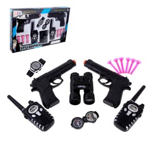 Игровой набор шпиона «Двойной агент»2 пистолета, 2 рации, часы, компас, бинокль