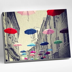 Картина по номерам 40 50 см «Разноцветные зонтики» 20 цветов