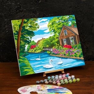 Картина по номерам на холсте с подрамником «Дом у реки» 4050 см
