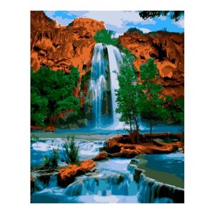 Картина по номерам на картоне 40 50 см «Горный водопад»
