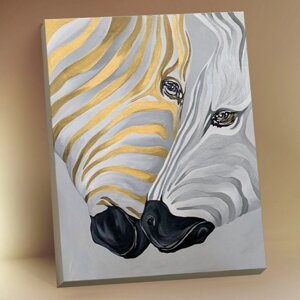 Картина по номерам с поталью 40 50 см «Две зебры» 11 цветов