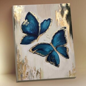 Картина по номерам с поталью 40 50 см «Синие бабочки» 13 цветов