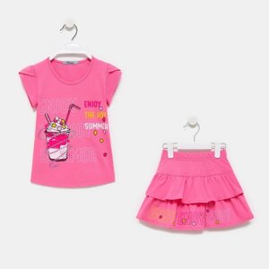 Комплект для девочки (футболка/юбка), цвет розовый, рост 110