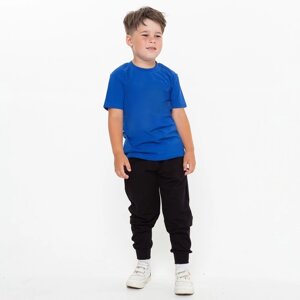 Комплект для мальчика (футболка, брюки), цвет синий/чёрный МИКС, рост 110-116 см