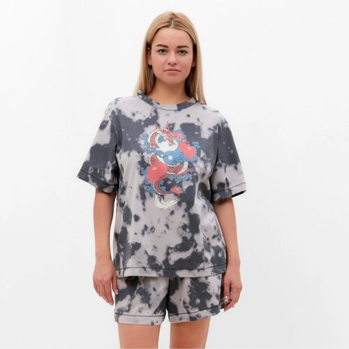 Комплект женский (футболка/шорты), цвет графит, размер 50