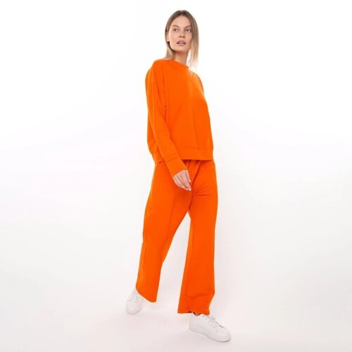 Комплект женский повседневный (свитшот и брюки), оранжевый, размер 46-48