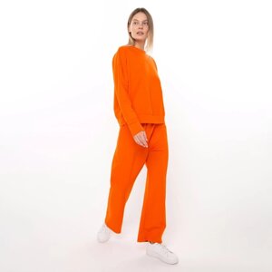 Комплект женский повседневный (свитшот и брюки), оранжевый, размер 48-50
