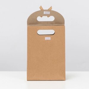 Коробка-пакет с ручкой, крафт, 20 х 14 х 7 см (10 шт)
