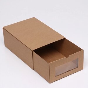 Коробка пенал для обуви, бурая, 30 х 21 х 12 см (5 шт)