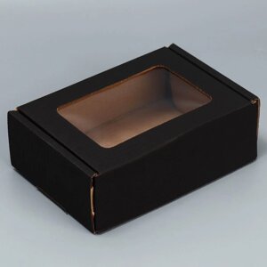 Коробка сборная с окном «Черный»24х8х16 см (5 шт)