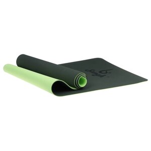 Коврик для йоги 183 61 0,6 см, двухцветный, цвет тёмно-зелёный