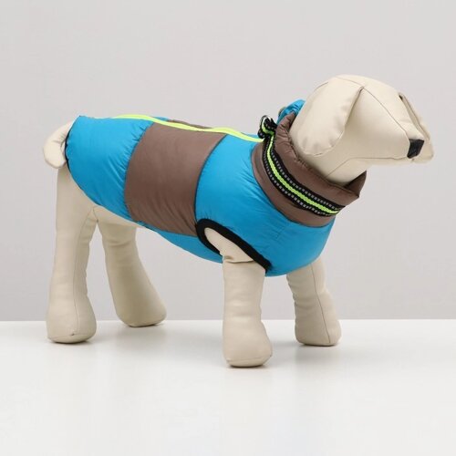 Куртка для собак на молнии, размер 12 (ДС 28 см, ОГ 38 см, ОШ 27 см), серо-голубая