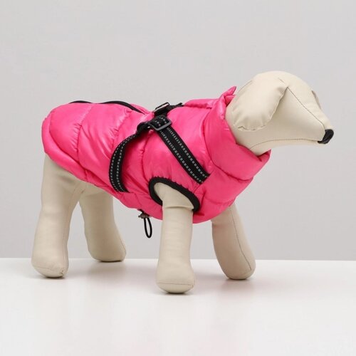 Куртка для собак со шлейкой, размер 22 (ДС 41 см, ОГ 60 см, ОШ 43 см), розовая