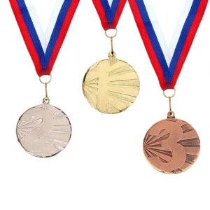Медаль призовая, 2 место, серебро, d=4,5 см