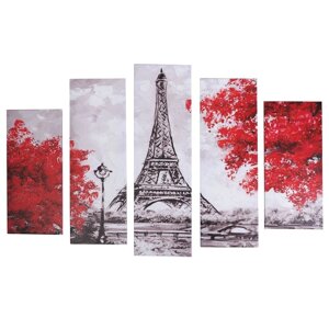 Модульная картина "Нарисованный Париж"2-23х52; 2-24х70; 1-24х80) 120х80см
