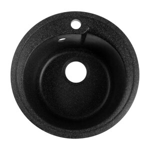Мойка для кухни из камня ZEIN 4/Q4, d=435 мм, круглая, перелив, цвет черный