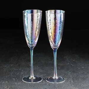 Набор бокалов стеклянных для шампанского Magistro «Жемчуг», 270 мл, 7,526 см, 2 шт, цвет перламутровый