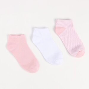 Набор носков женских (3 пары), цвет розовый/белый, размер 35-37