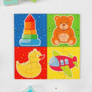 Набор пазлов для малышей «Игрушки» 4 картинки, размер 1 картинки: 10101,4 см