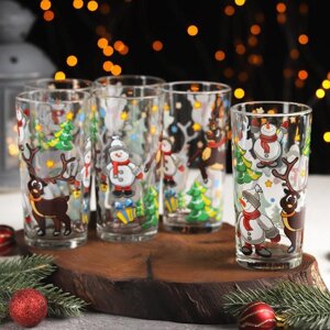 Набор стаканов «Рождественская сказка», стеклянный, 250 мл, 6 шт