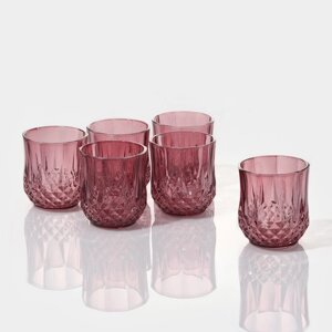 Набор стеклянных стаканов «Грани», 200 мл, 6 шт, цвет розовый