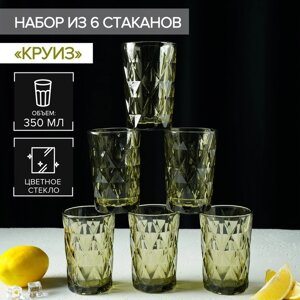 Набор стеклянных стаканов Magistro «Круиз», 350 мл, 812,5 см, 6 шт, цвет зелёный