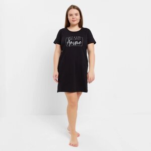 Ночная сорочка женская, цвет чёрный/принт, размер 46