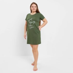 Ночная сорочка женская, цвет зелёный/принт, размер 46