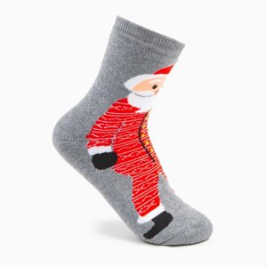 Носки махровые «Дед мороз и олень», цвет серый, размер 23-25 (6 шт)