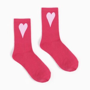Носки женские, цвет розовый/сердечко, размер 25-27