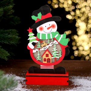Новогодний декор с подсветкой «Весёлый снеговик» 13 5 24 см