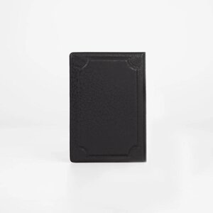 Обложка для паспорта рельефная, металлический герб, скруглённый карман, тиснение, цвет чёрный (10 шт)