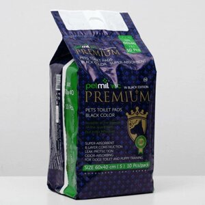 Пеленки "BLACK Premium" впитывающие гелевые, 60 х 40 см (в наборе 10шт)