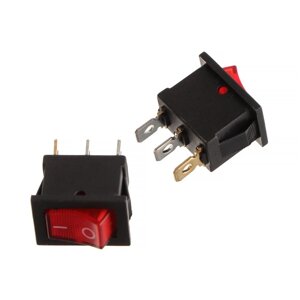 Переключатель красный с подсветкой, 12 В, 15 A, 3 контакта, размер Mini (2 шт)