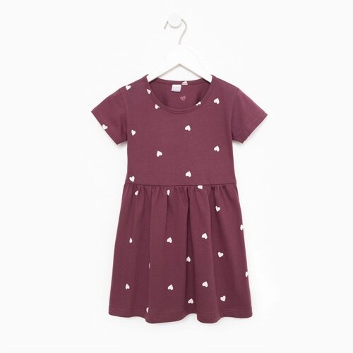 Платье для девочки, цвет бордо/сердце, рост 134