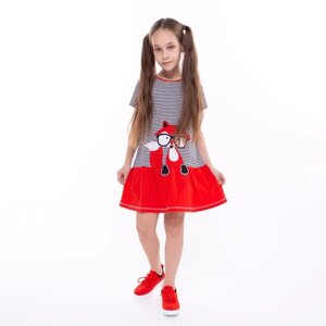 Платье для девочки, цвет красный, рост 122 см