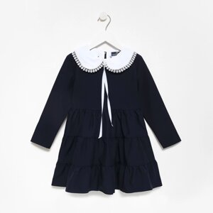 Платье школьное для девочек, цвет тёмно-синий, рост 128 см