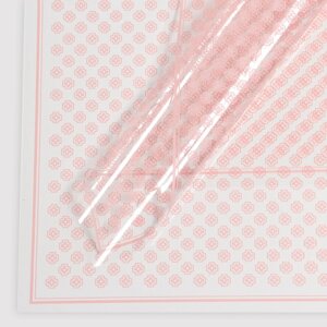 Пленка для цветов глянцевая, "Цветочный орнамент", 58х58см, розовый (20 шт)