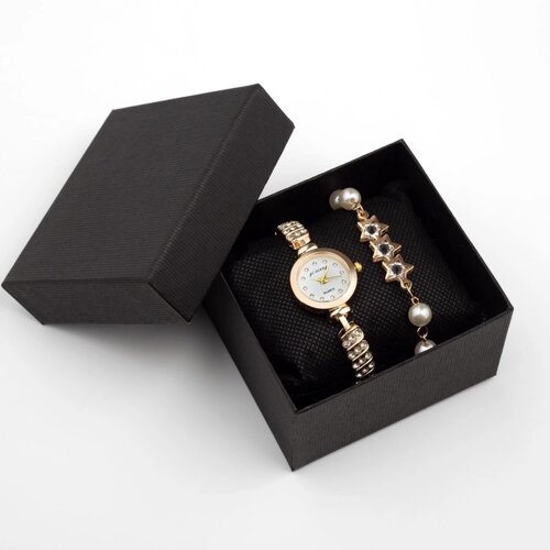 Подарочный набор 2 в 1 "Эйенн"наручные часы d-2.5 см, браслет