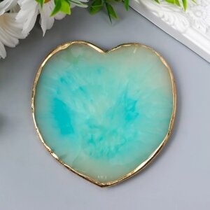 Подставка под кольца смола "Голубой камень" сердце 0,8х9,6х9,1 см