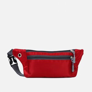 Поясная сумка на молнии, наружный карман, разъем для USB, цвет красный
