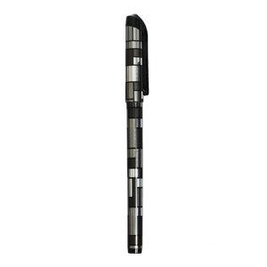 Ручка гелевая, 0.5 мм, чёрная, корпус серебристый с рисунком, с рефлённым держателем (12 шт)