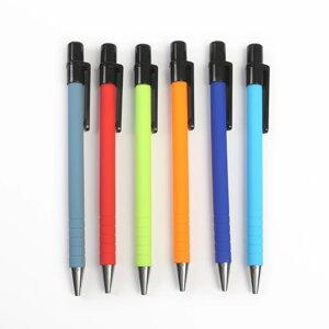 Ручка шариковая, автоматическая, 0.7 мм, корпус прорезиненный, стержень масляный синий, МИКС (36 шт)