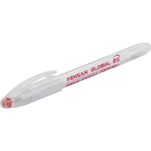 Ручка шариковая масляная "Global-21", чернила красные, корпус прозрачный, узел 0,5 мм, линия письма 0,3 мм (12 шт)