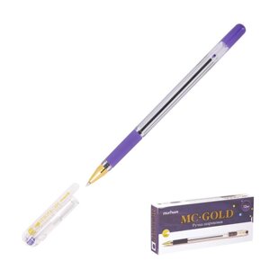 Ручка шариковая MunHwa MC Gold, узел 0.5 мм, чернила фиолетовые, штрихкод на ручке (12 шт)