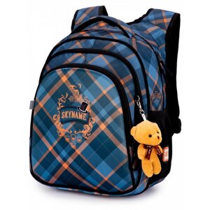 Рюкзак школьный SkyName + брелок мишка, 37 х 30 х 16 см, эргономичная спинка