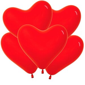 Шар латексный 12"Сердца", красный, пастель, набор 100 шт.