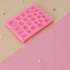 Силиконовый молд Доляна «Драгоценные камни», 13,49,8 см, цвет розовый