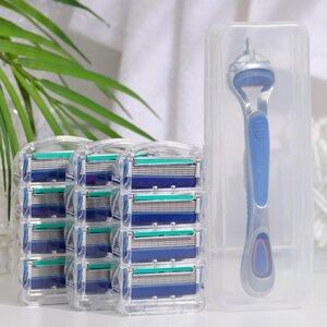 Станок бритвенный и 12 сменных кассет лезвий, совместимы с Gillette Fusion