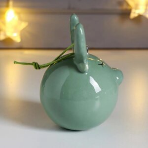 Сувенир керамика шар "Лосик" зелёный 10х7,5х7,7 см (4 шт)
